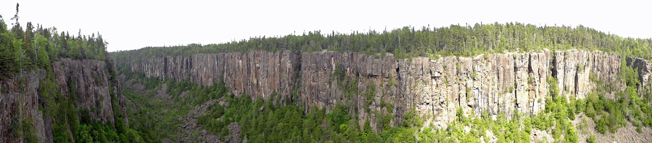 panorama of the gorge at Ouimet Canyon in Canada